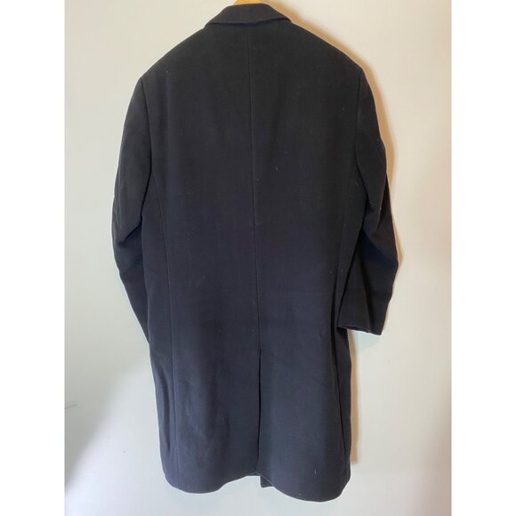 Joseph A. Banks Classic Black 100% Wool Long Mens Overcoat Outerwear 42R - Picture 2 of 11